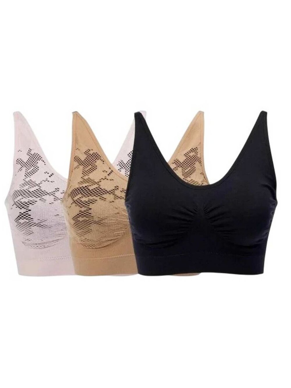 Rhonda Shear Ahh Bra with Adjustable Straps and Lace Detail 3 Pack